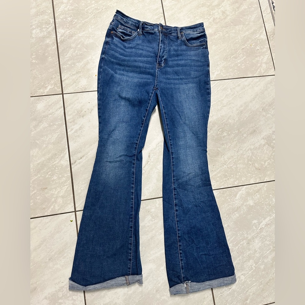 Judy Blue Dark Blue Flare Jeans EUC